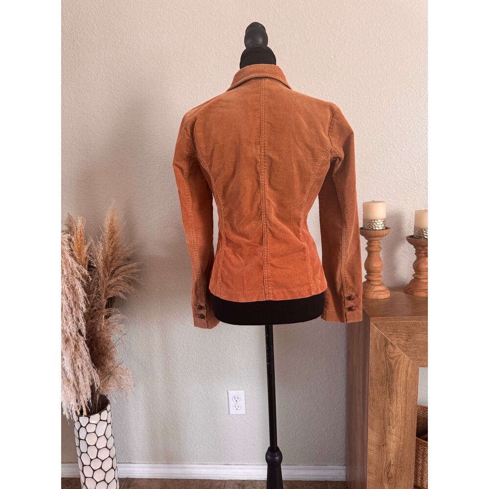 Vintage Y2K Bass Jeans XS Corduroy Blazer Jacket Cognac Tan Floral Lined - Picture 3 of 10